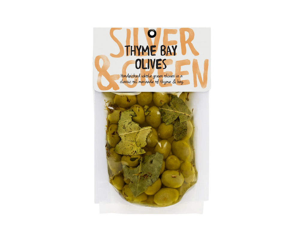 Silver & Green Thyme Bay Green Olives