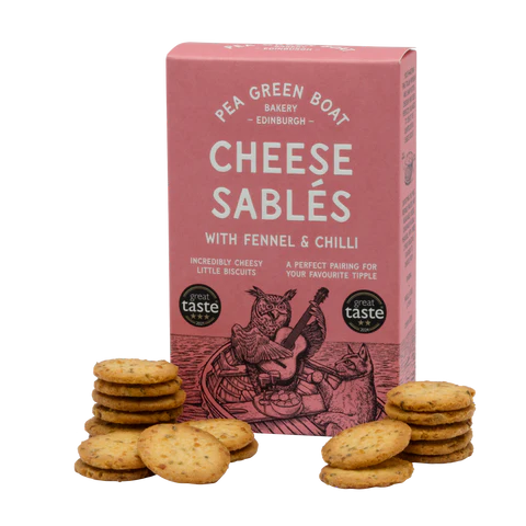 Pea Green Boat Cheese Sablés - Fennel & Chili