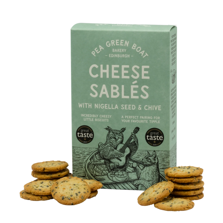 Pea Green Boat Cheese Sablés - Nigella Seed & Chive