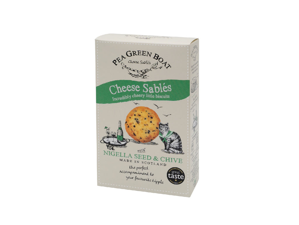 Pea Green Boat Cheese Sablés - Nigella Seed & Chive