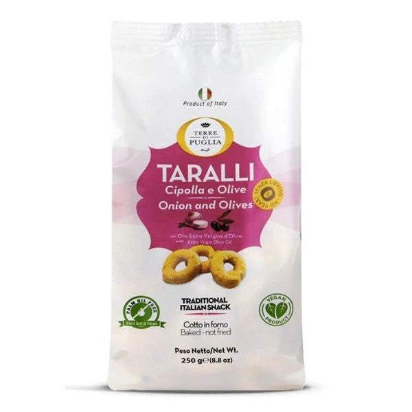 Terre di Puglia Taralli Onion & Olive with Extra Virgin Olive Oil