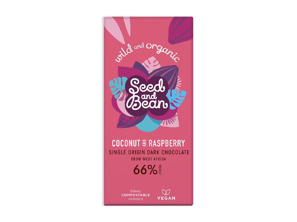 Seed & Bean Coconut and Raspberry Extra Dark Chocolate 66% Bar